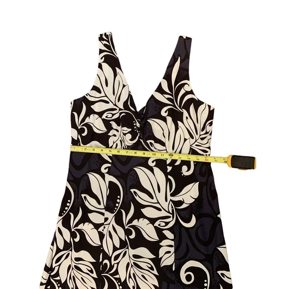 Vintage Hilo Hattie Womens Midi Dress Made in Hawaii Black White Size M Ruffle - Picture 7 of 11